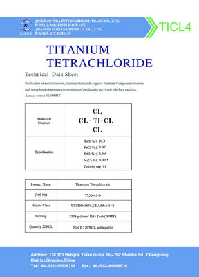 Промышленный 99,9% пакет танка ISO тетрахлорида TiCl4 CAS 7550-45-0 титана 250kg